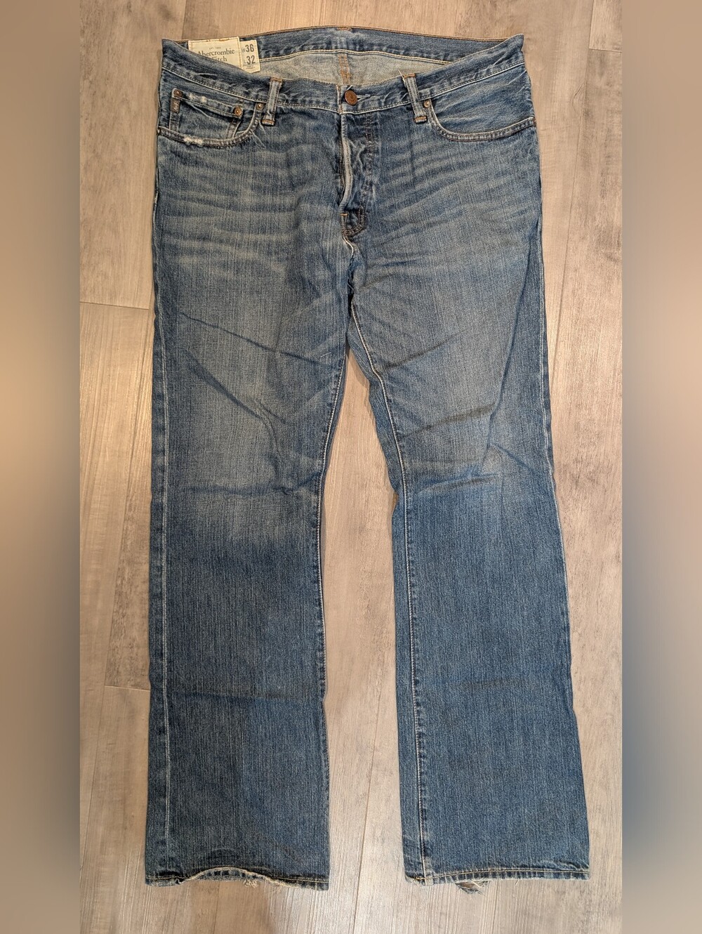 Y2K Abercrombie Baxter Blue Denim Slim Bootcut Jeans Men's Size 36x32